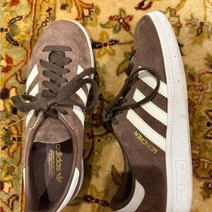 Adidas Brown Suede Sneakers with White Stripes